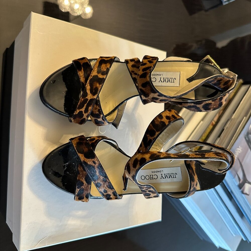 Jimmy Choo Calf Hair Leopard & Patent Leather Heels